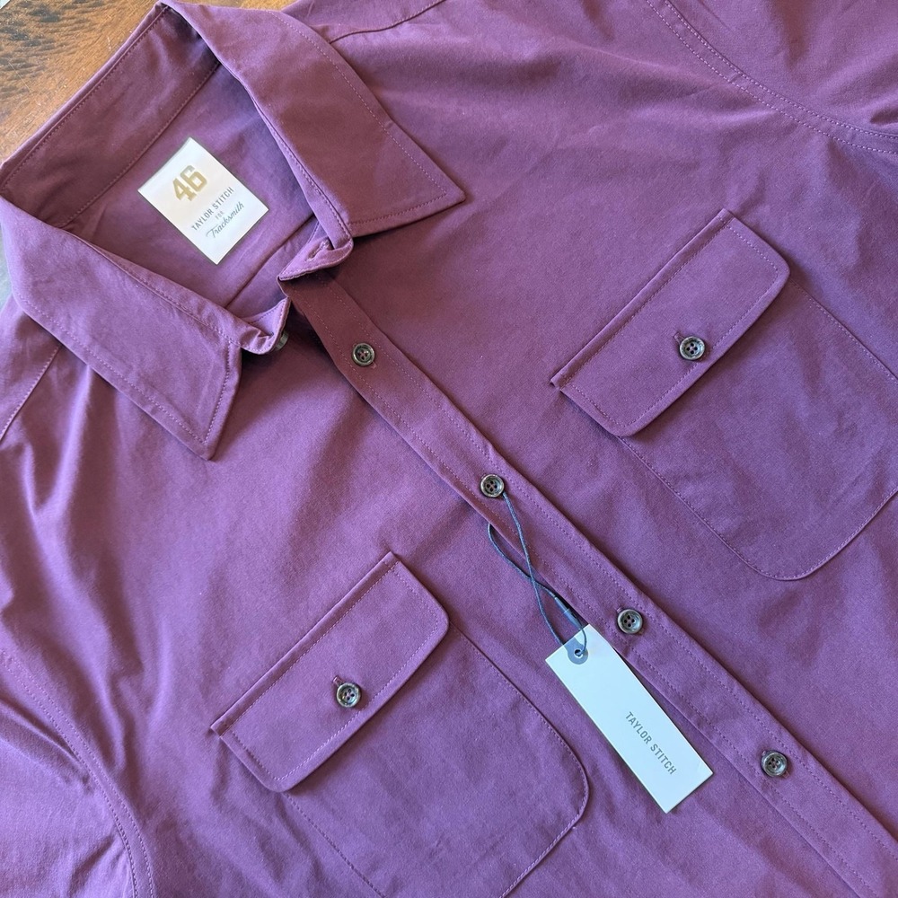 Taylor Stitch Tracksmith Over Shirt Mens 2XL Wine Purple Button Up 2102OSW46